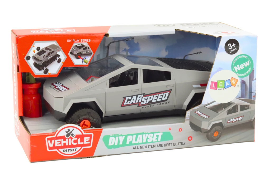 Lean Toys Modernus pilkas automobilio rinkinys su atsuktuvu