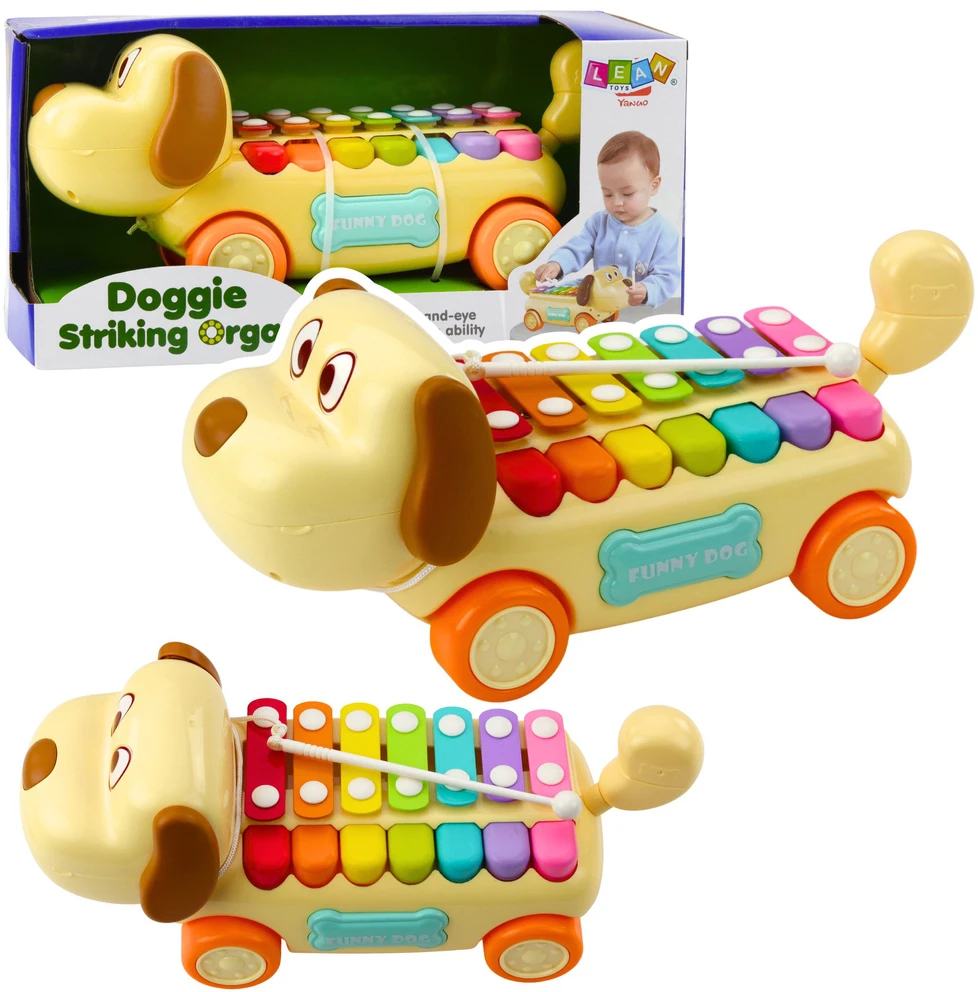 Lean Toys Žaislinis šuniukas su lėkštelėmis ir judančiomis dalimis