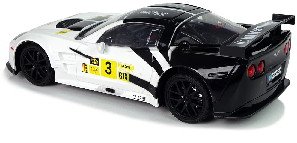 Lean Cars Radijo bangomis valdomas sportinis automobilis Corvette C6.R 1:18 baltas