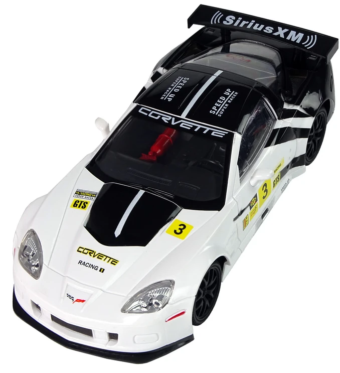 Lean Cars Radijo bangomis valdomas sportinis automobilis Corvette C6.R 1:18 baltas