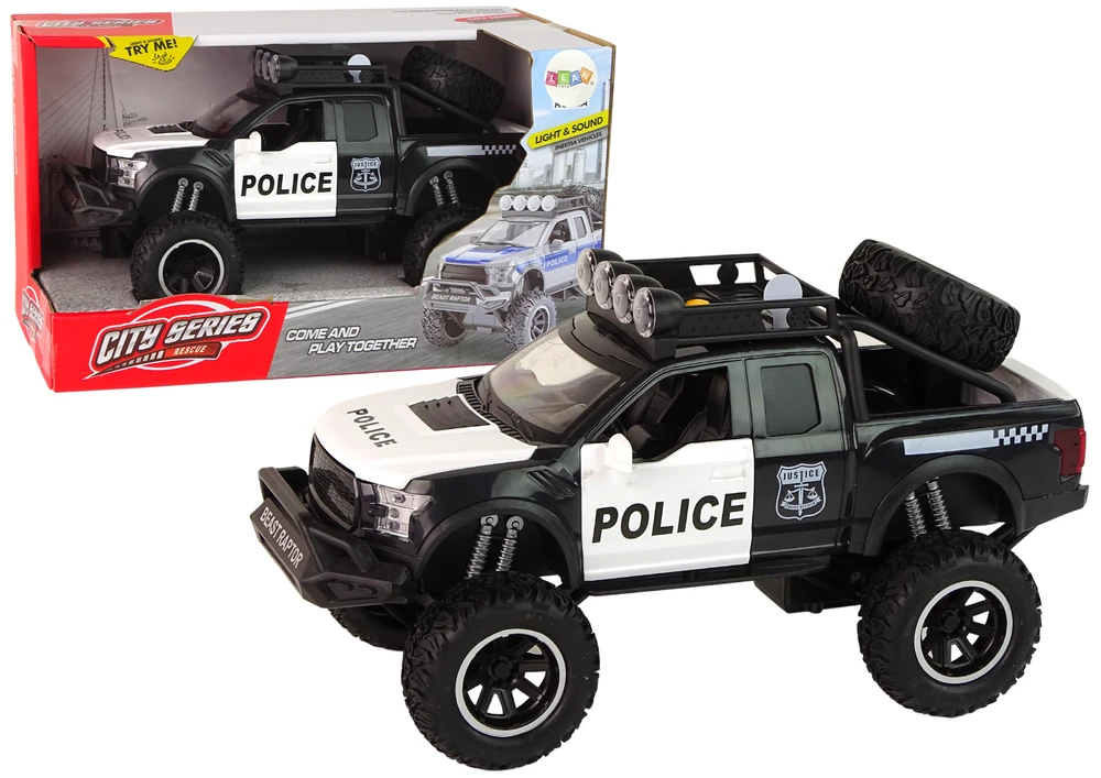 Žaislinis policijos visureigis Lean Toys, baltas/juodas, 24x13,5x10 cm