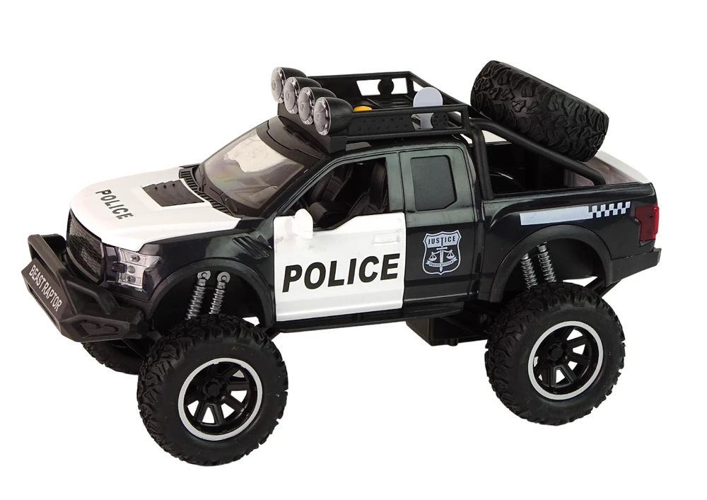 Žaislinis policijos visureigis Lean Toys, baltas/juodas, 24x13,5x10 cm