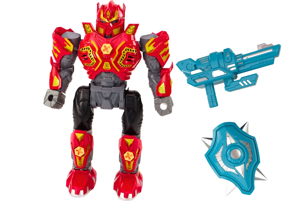 Lean Toys Raudonas robotas su gręžtuvu ir šviesomis