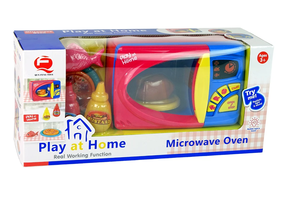 Lean Toys Žaislinė mikrobangų krosnelė su priedais vaikams nuo 3 metų