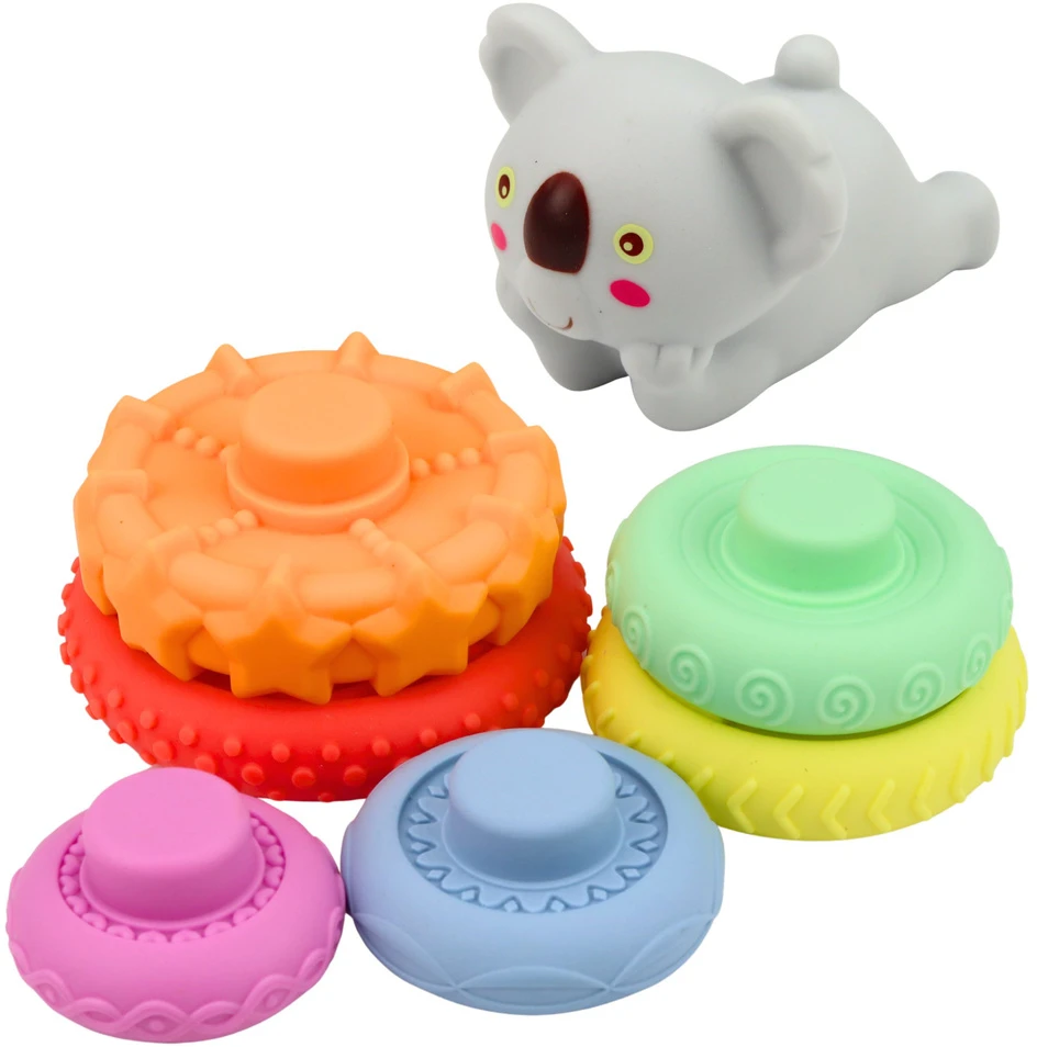 Lean Toys Sensorinė piramidė pastelinė 7 vnt.