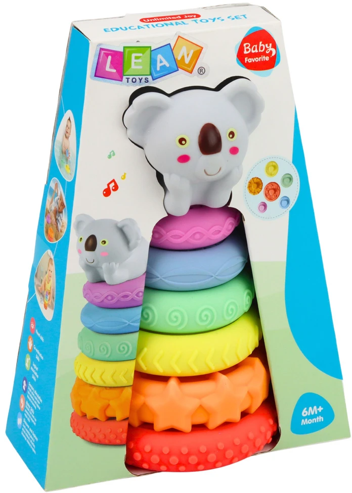 Lean Toys Sensorinė piramidė pastelinė 7 vnt.