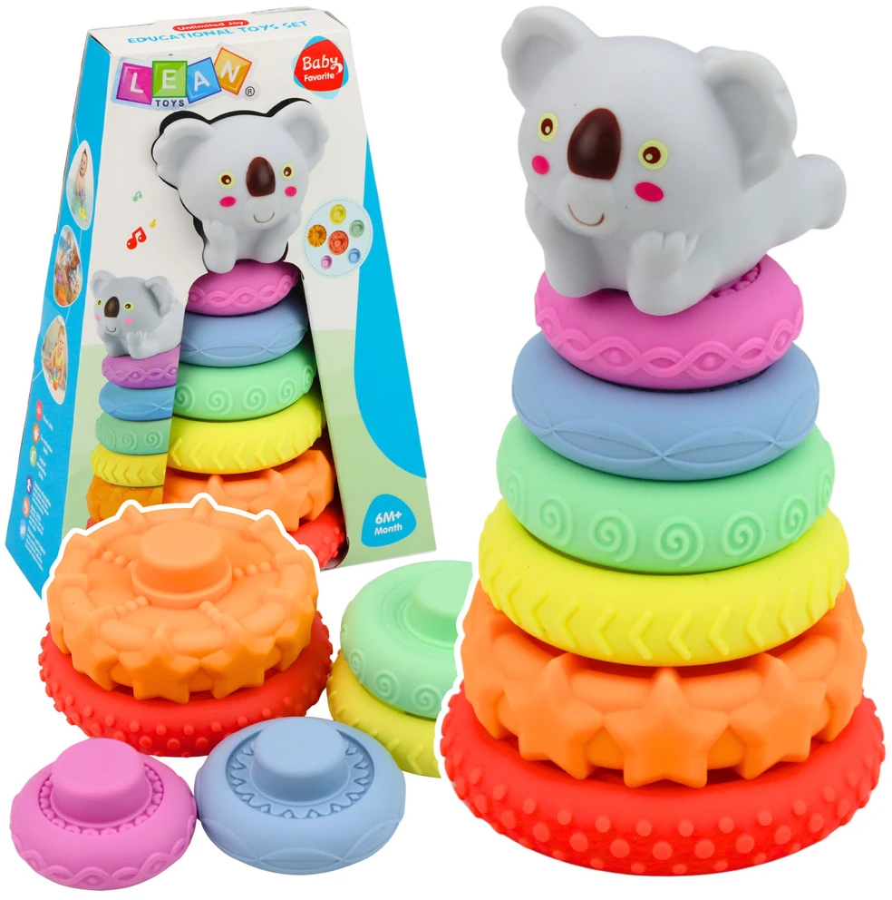Lean Toys Sensorinė piramidė pastelinė 7 vnt.