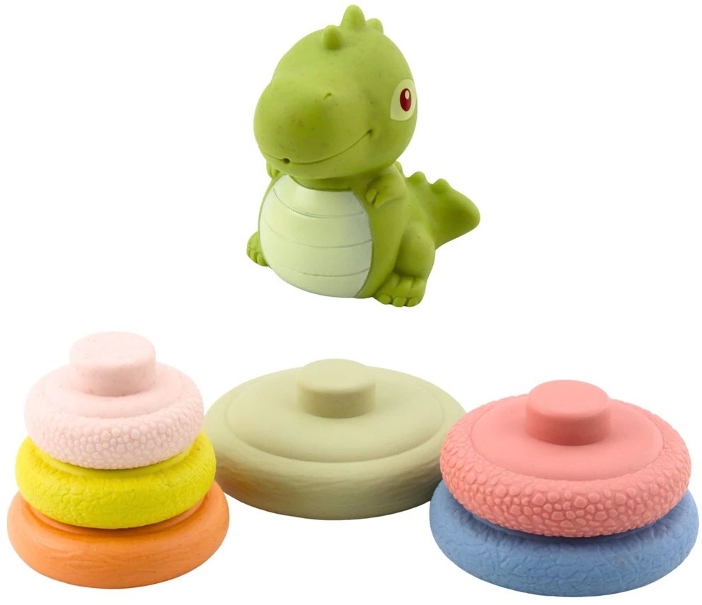 Lean Toys Sensorinė piramidė vaikams su dinozauru, ECO guminė