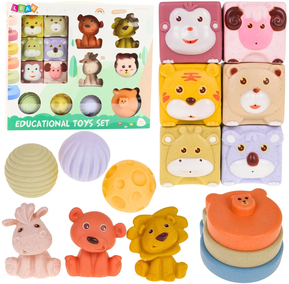 Lean Toys Minkštos sensorinės kaladėlės 18 vnt.