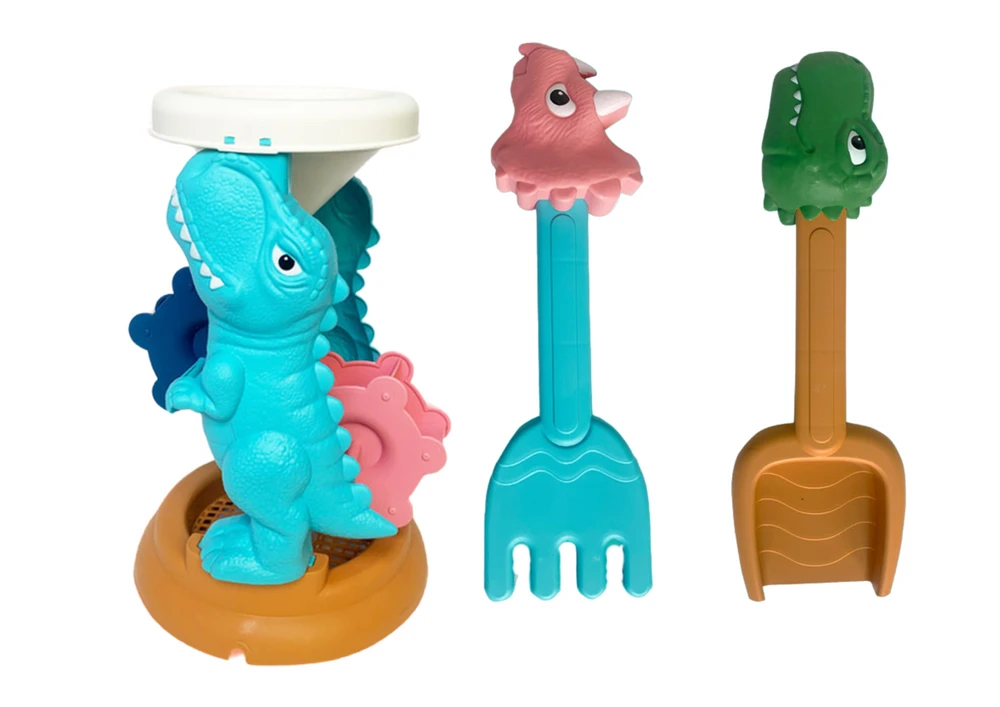 Lean Toys Smėlio žaislų rinkinys su malūnėliu ir dinozaurų formelėmis