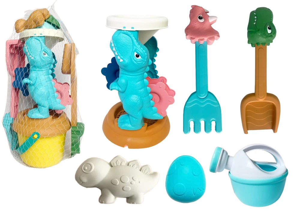 Lean Toys Smėlio žaislų rinkinys su malūnėliu ir dinozaurų formelėmis