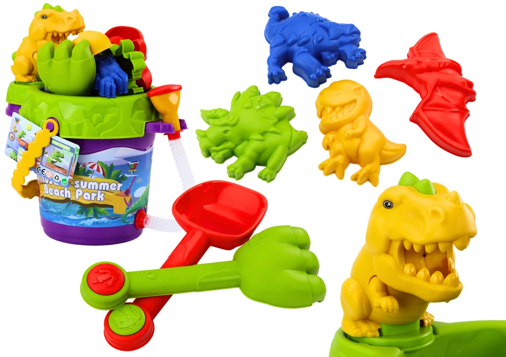 Lean Toys Smėlio Žaislų Rinkinys su Dušeliu ir Dinozaurų Formomis