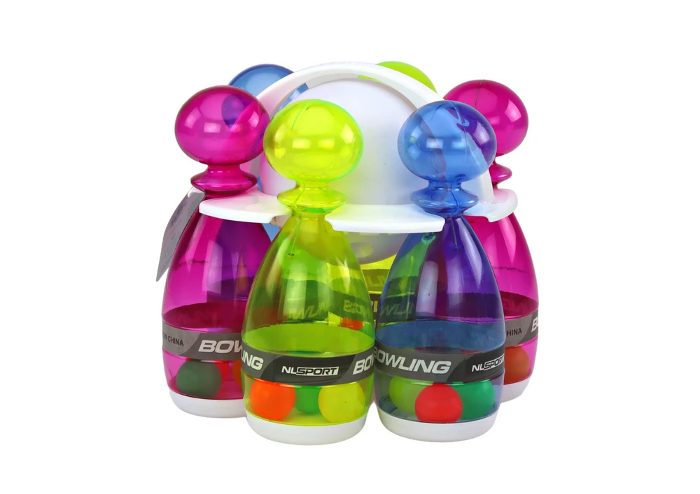 Lean Toys Skaidrių Spalvotų Bowlingo Kėglių Rinkinys, 6 vnt.