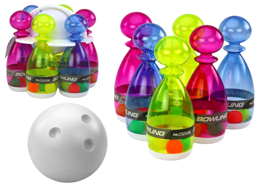 Lean Toys Skaidrių Spalvotų Bowlingo Kėglių Rinkinys, 6 vnt.