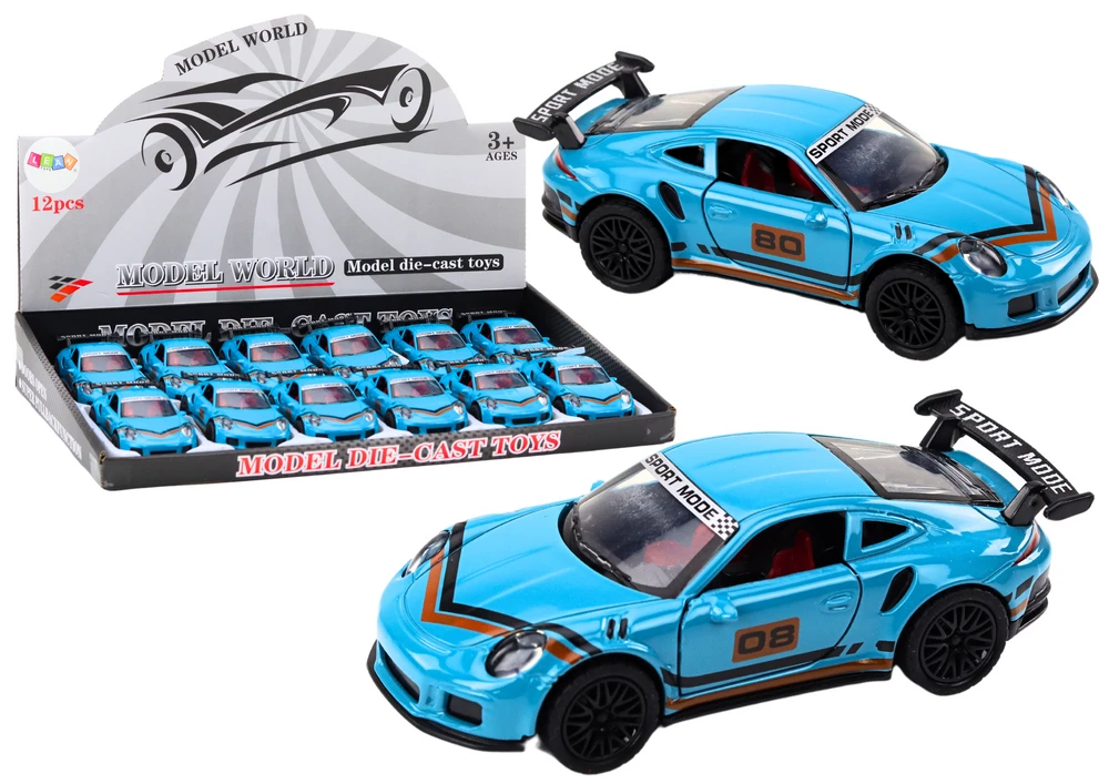 Lean Toys Sportinis automobilis 1:32 mėlynas su spoileriu metalinis