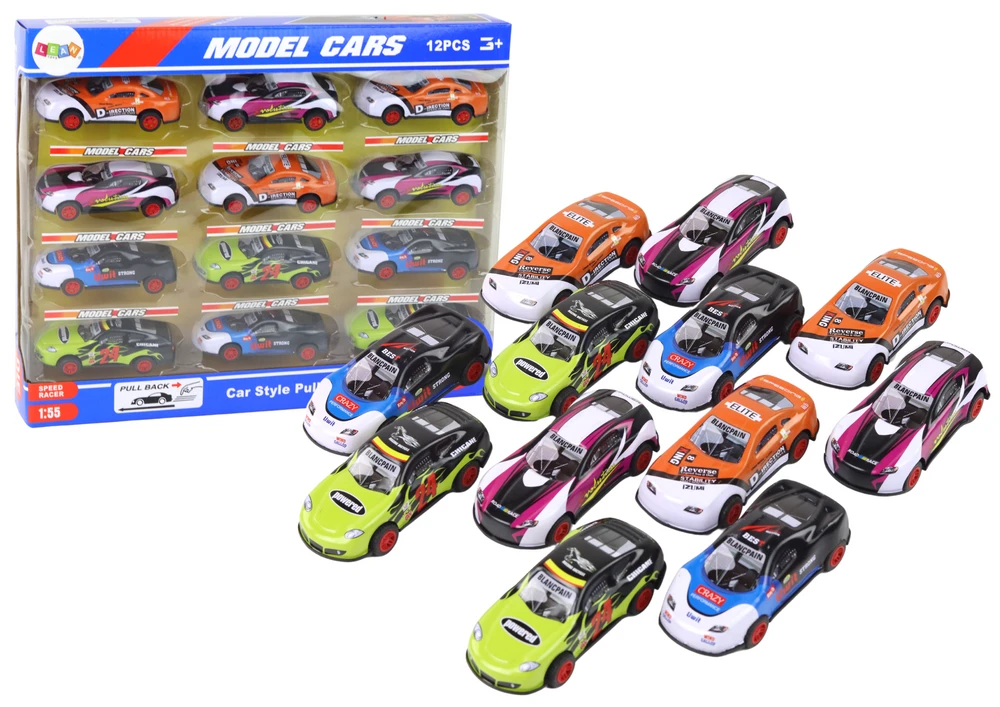 Lean Toys Sportinių mašinėlių rinkinys vaikams, 12 vnt.