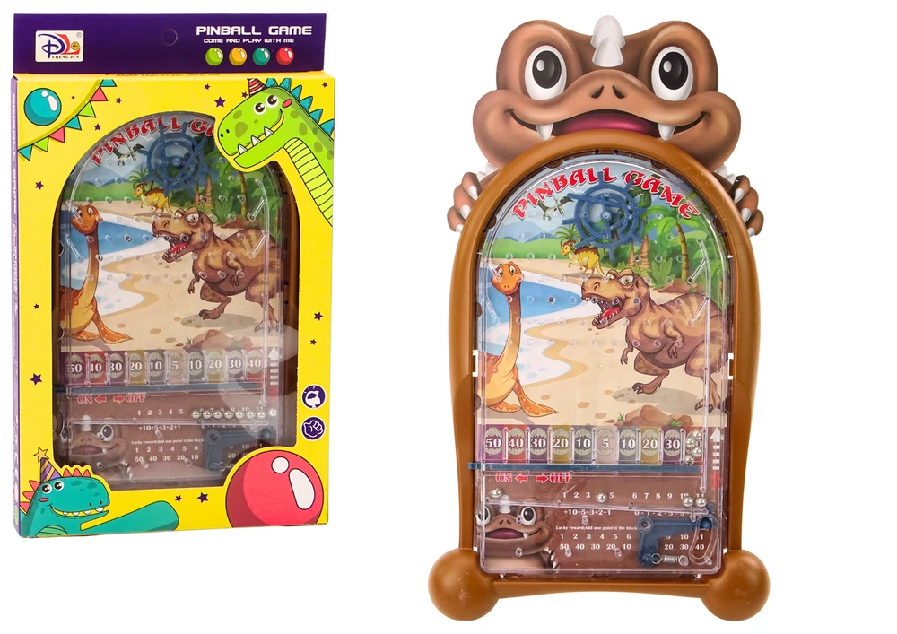 Lean Toys Stalo žaidimas Pinball Arcade Game Dinosaurs Brown Stand