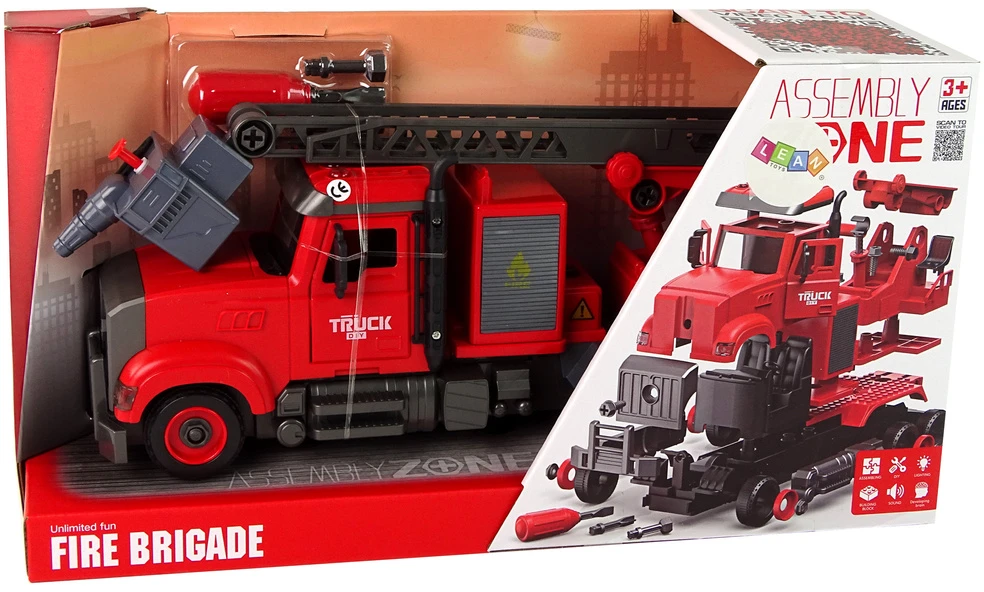 Lean Toys Gaisrininkų žaislinis sunkvežimis su priedais