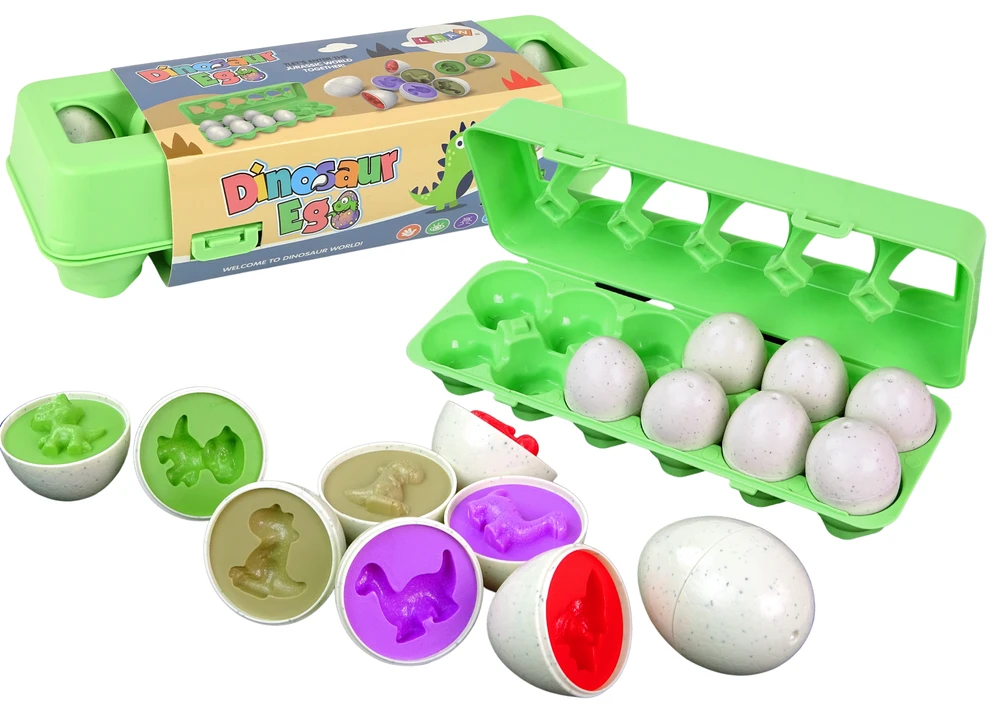 Lean Toys Dinozaurų kiaušinių rinkinys, 12 dalių