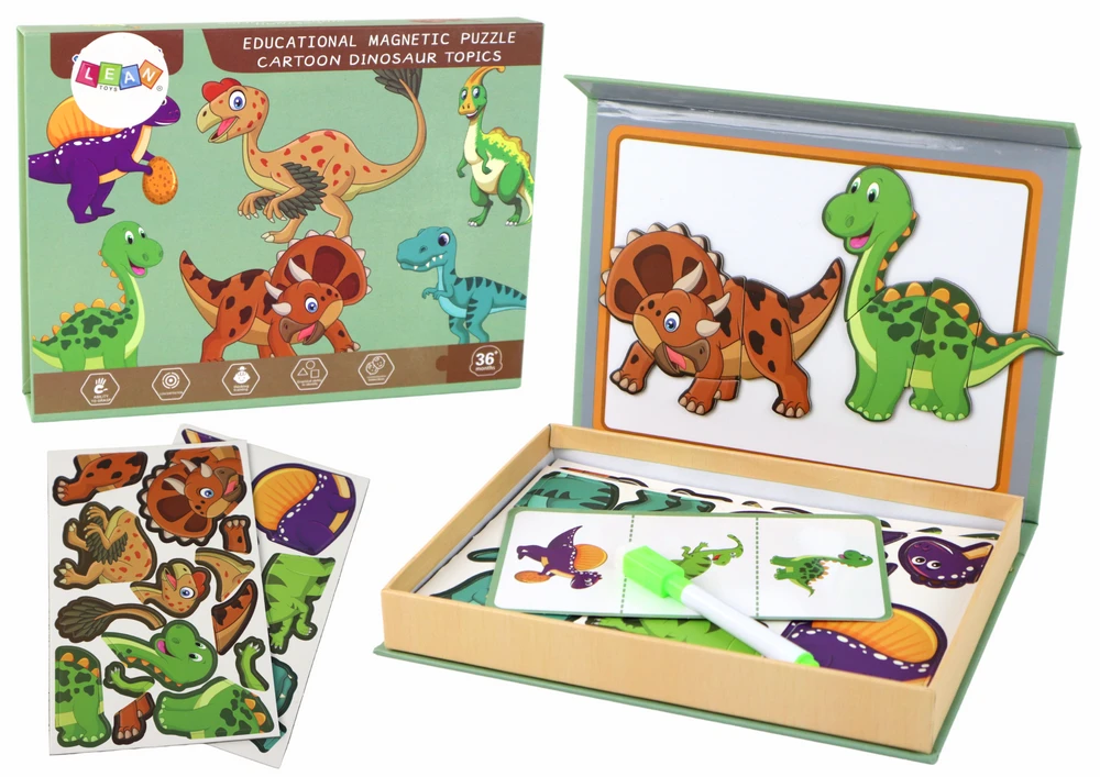 Edukacinis magnetinis žaidimas Lean Toys Dinozaurai