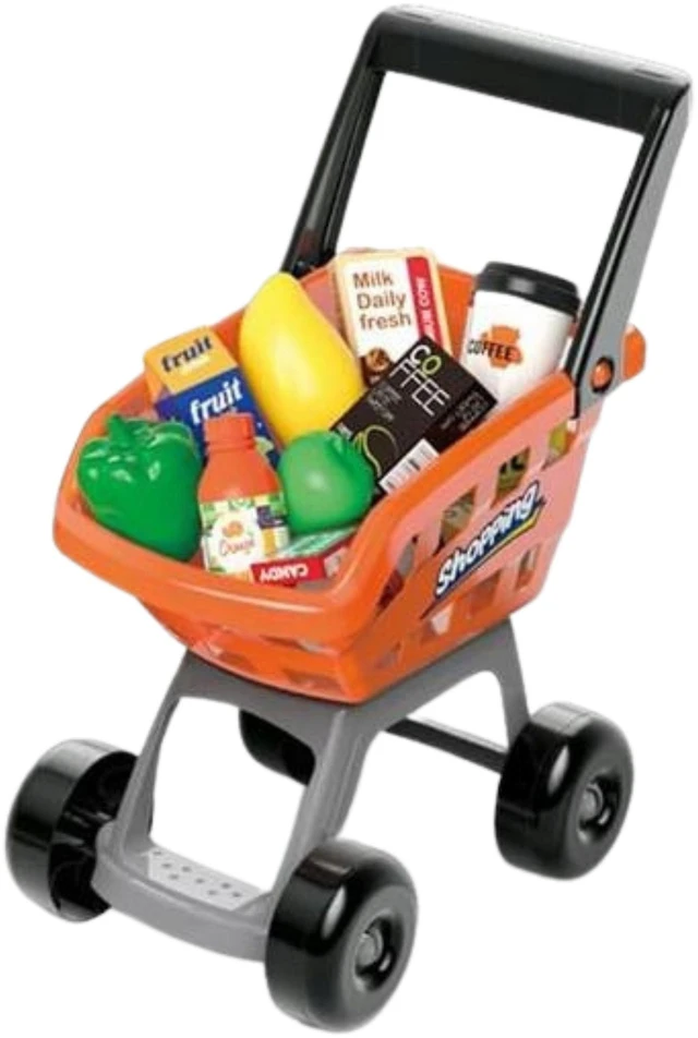 Lean Toys Vaikų parduotuvės žaidimų rinkinys su kasa ir vežimėliu