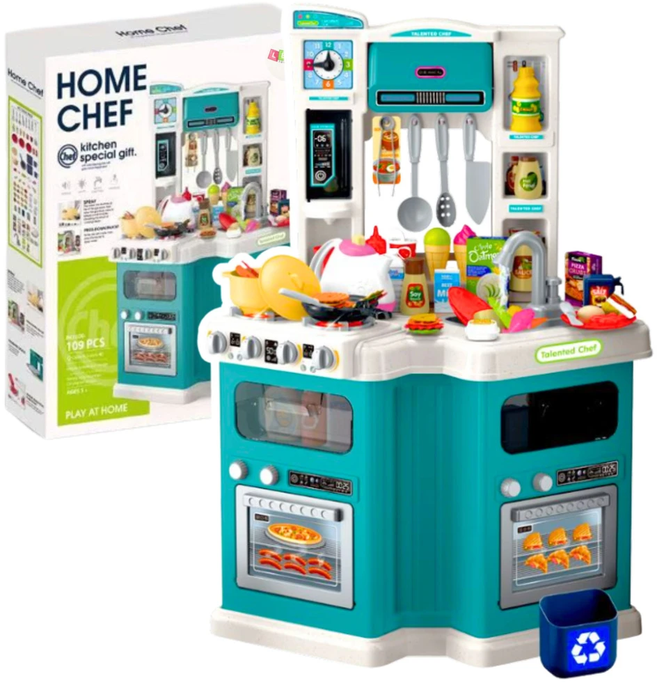 Lean Toys Vaikiška virtuvė su priedais Home Chef, 77x57x30 cm, 109 dalys