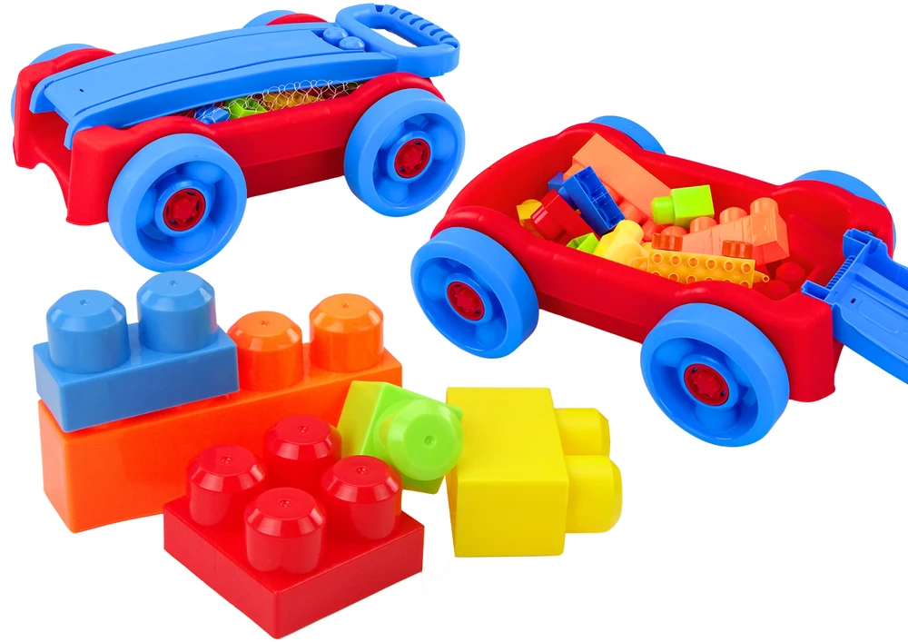 Lean Toys Vežimėlis su kaladėlėmis vaikams
