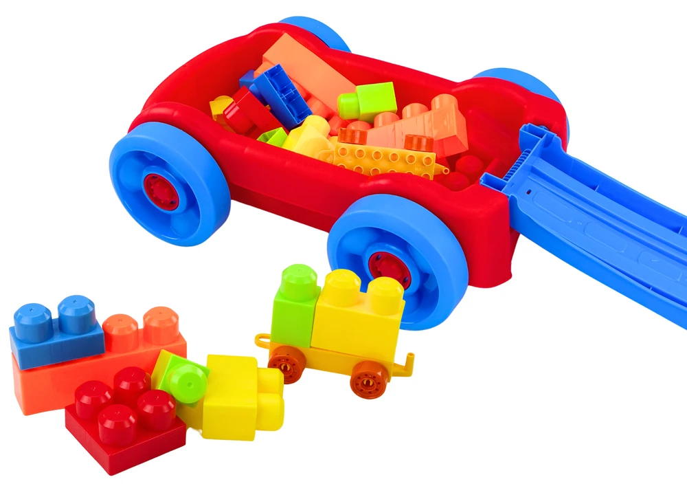 Lean Toys Vežimėlis su kaladėlėmis vaikams