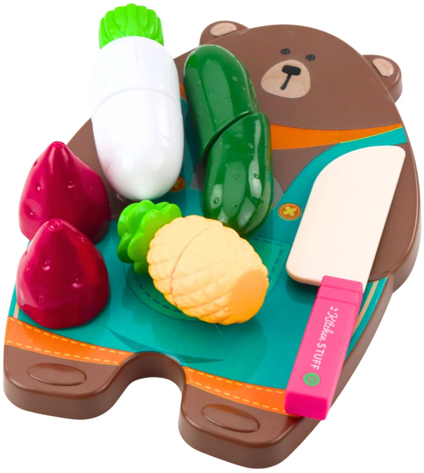 Lean Toys Vaikiškas daržovių pjaustymo rinkinys su pjaustymo lentele ir peiliu