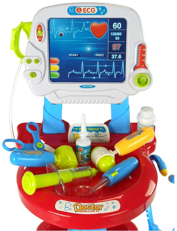 Lean Toys Žaislinis daktaro vežimėlis su priedais, mėlynas