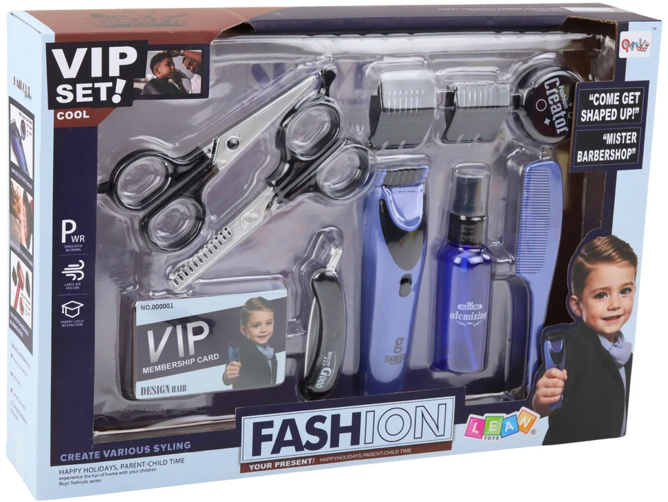 Lean Toys Vaikų kirpėjo rinkinys su žirklėmis, kirpimo mašinėle ir aksesuarais