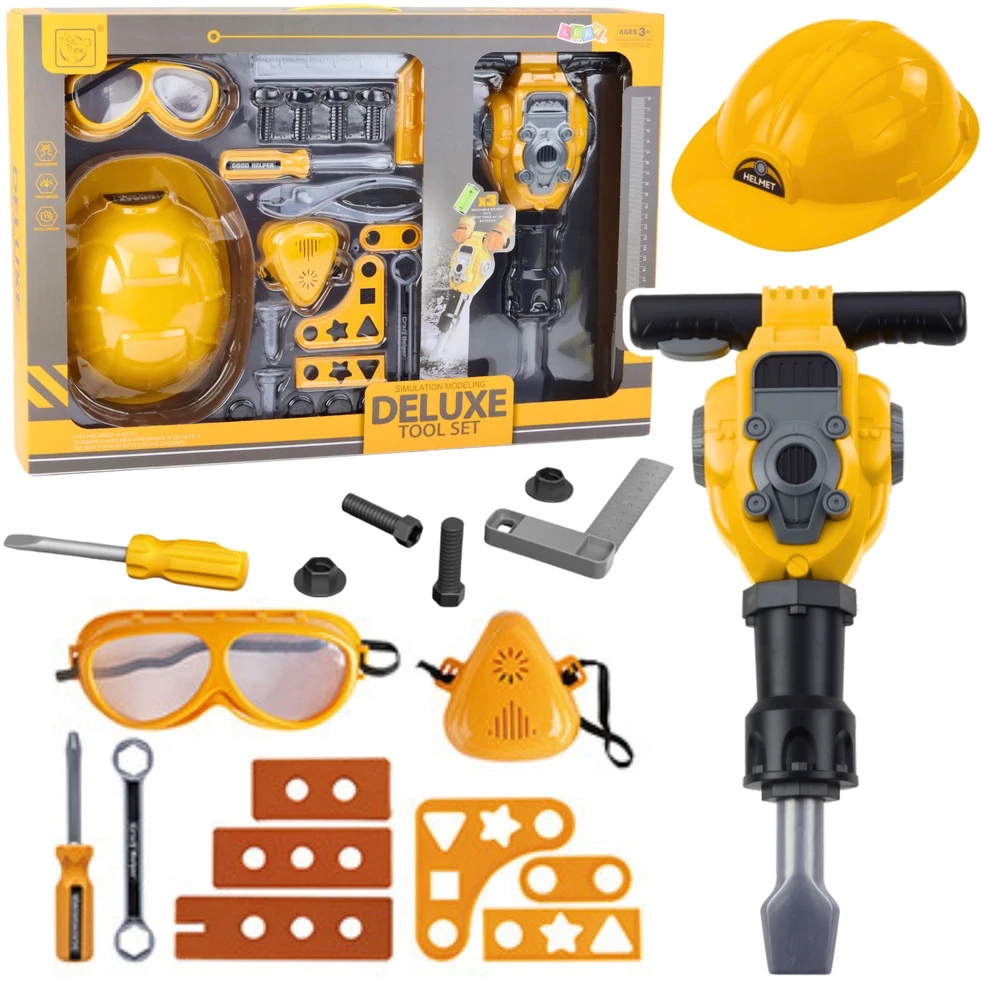 Lean Toys Vaikų mechaniko įrankių rinkinys su pneumatiniu plaktuku
