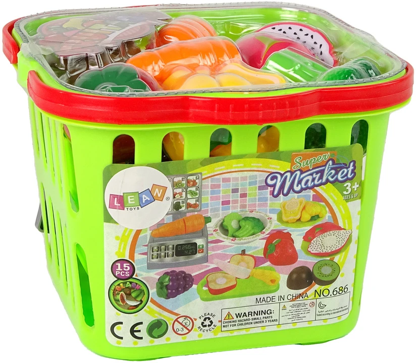 Lean Toys Žaislinis vaisių ir daržovių rinkinys su svarstyklėmis