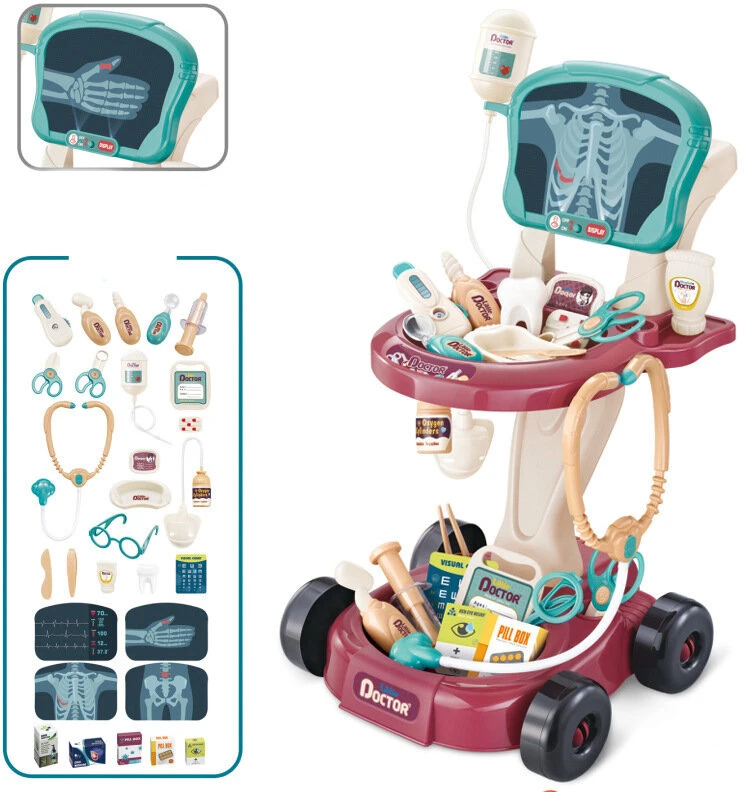Lean Toys Vaikiškas gydytojo rinkinys su vežimėliu
