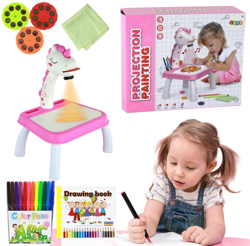 Lean Toys Vienaragio Piešimo Projektorius su Žymekliais ir Įdėklais