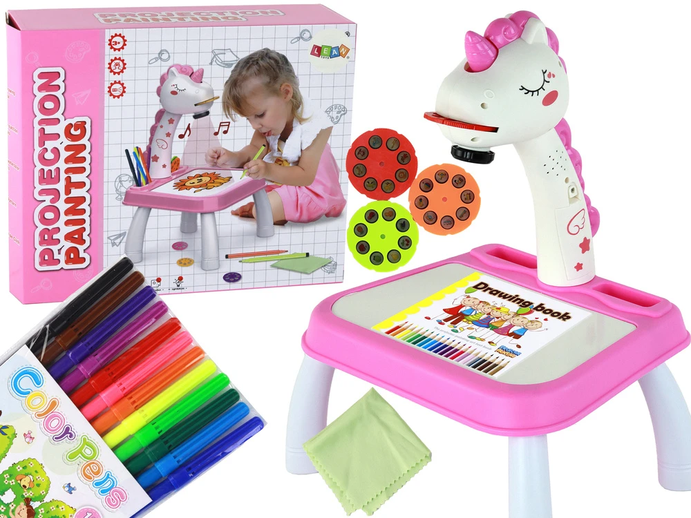 Lean Toys Vienaragio Piešimo Projektorius su Žymekliais ir Įdėklais