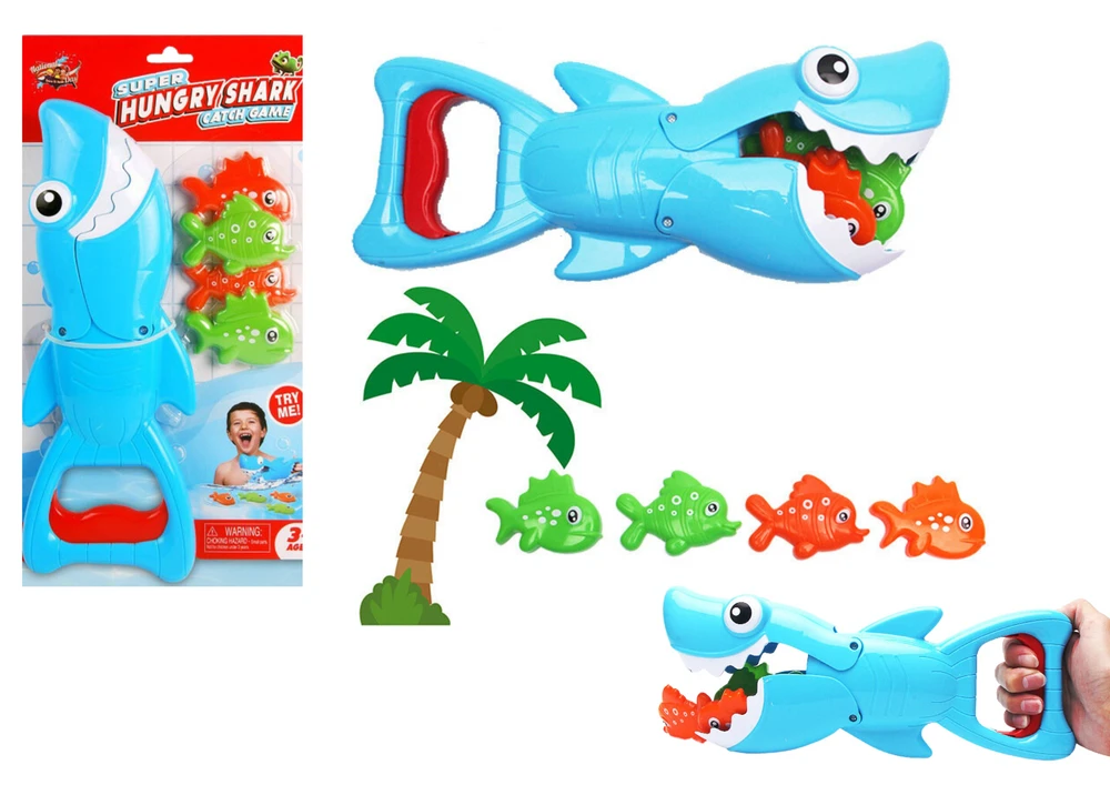 Lean Toys Maudymosi žaidimų rinkinys - mėlyna ryklys ir žuvys