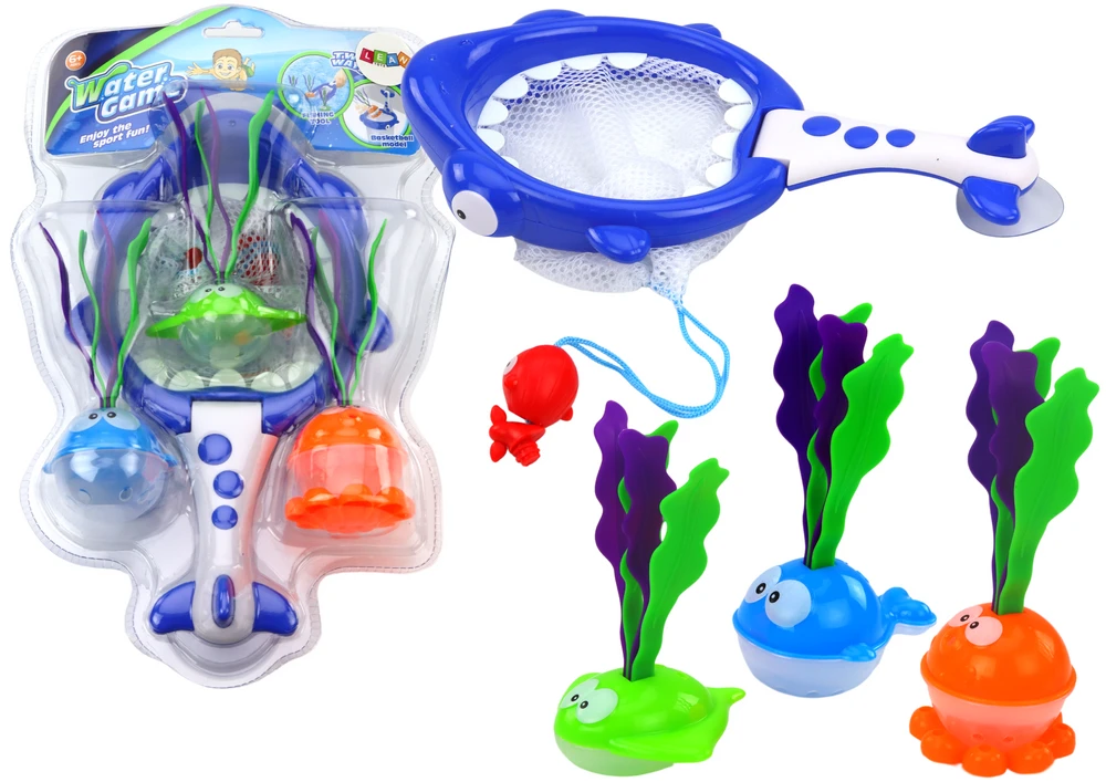 Lean Toys Vonios žaislų rinkinys vaikams su rykliu ir jūros gyvūnais