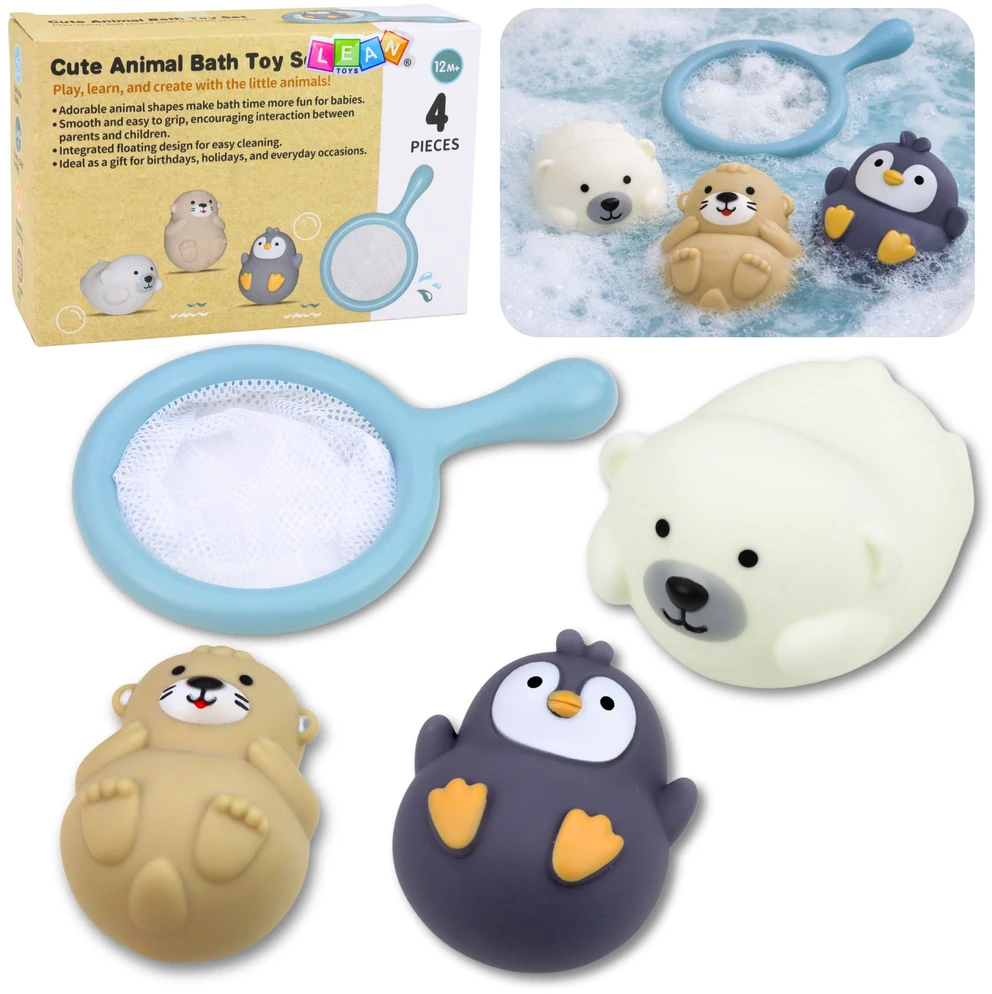Lean Toys Vonios žaislų rinkinys pastelinės spalvos
