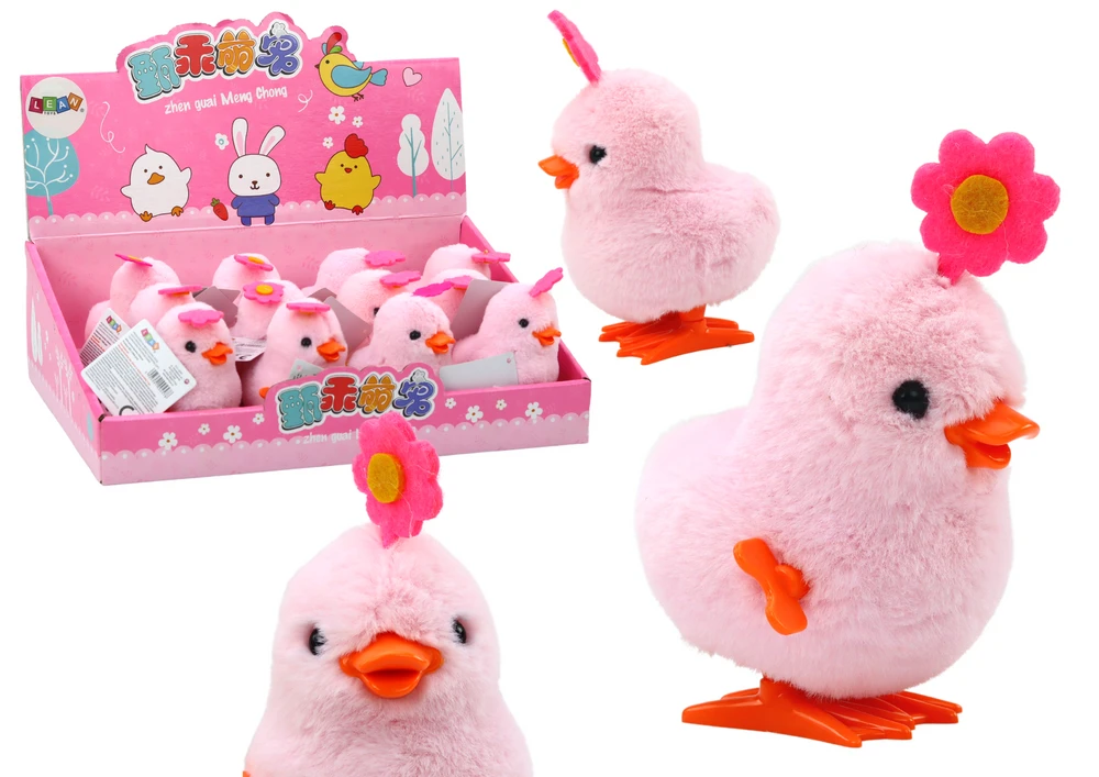 Prisukamas viščiukas su gėle Lean Toys,, rožinis