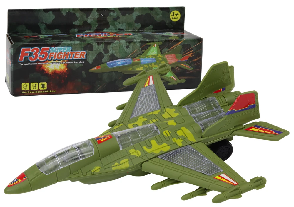 Lean Toys Žaislinis F35 karo lėktuvas su šviesomis ir garsais
