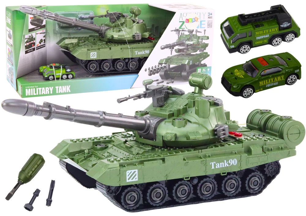 Lean Toys Karinis tankas su šviesos ir garso efektais, 42 cm, išmontuojamas