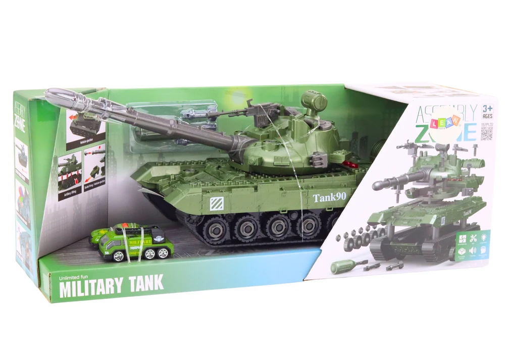 Lean Toys Karinis tankas su šviesos ir garso efektais, 42 cm, išmontuojamas