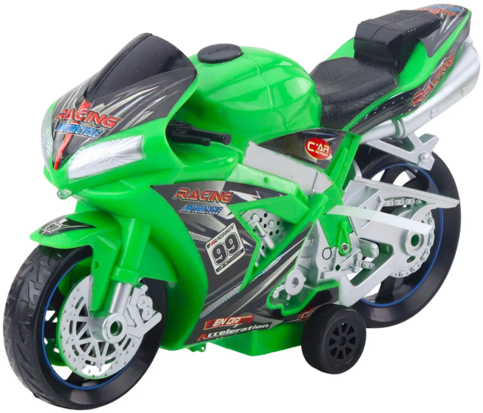 Lean Toys Žaislinis lenktyninis motociklas su šviesomis ir garsais, žalias