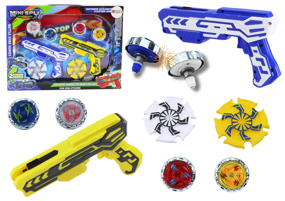 Lean Toys Mėlynas ir geltonas disko šautuvų rinkinys su šviesos efektais
