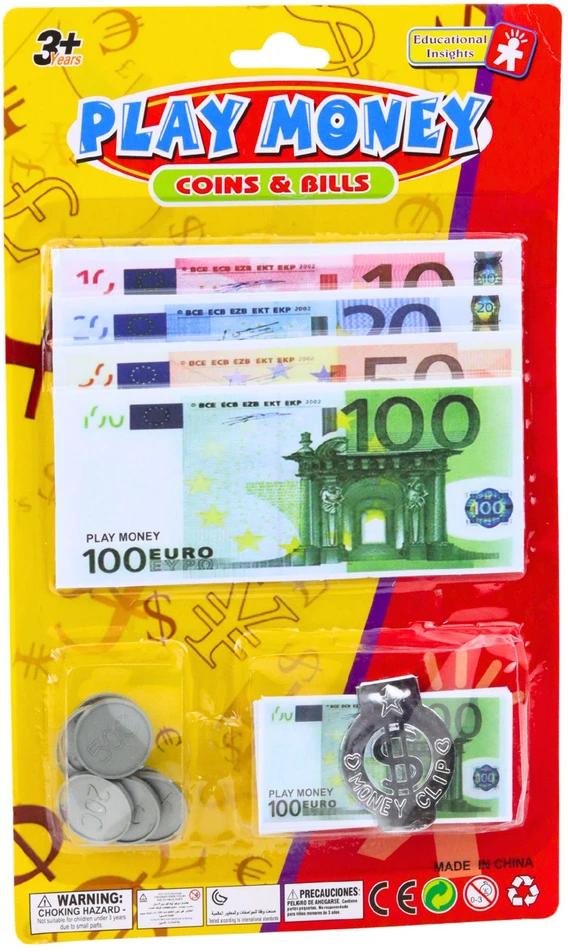 Lean Žaisliniai Euro Banknotai ir Monetos Rinkinys