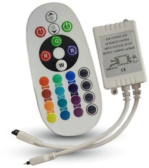 13W/m LED juosta, 422LED/m, RGB, 5m, su maitinimo šaltiniu ir nuotolinio valdymo pulteliu