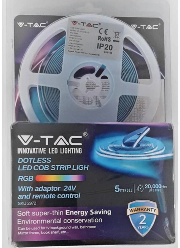 13W/m LED juosta, 422LED/m, RGB, 5m, su maitinimo šaltiniu ir nuotolinio valdymo pulteliu