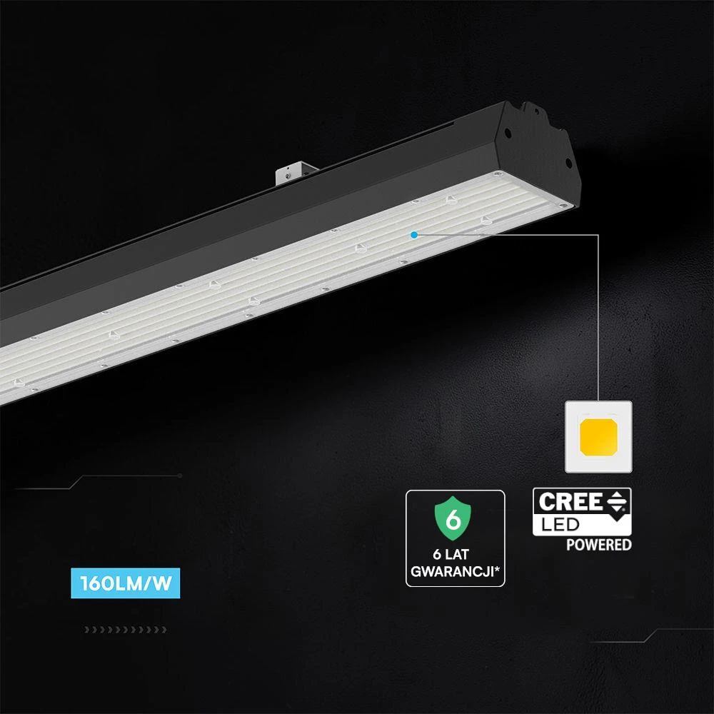 150/200/240W LED linijinis sandėlio šviestuvas, juodas, 3000/4000/6500K, CREE LED chip