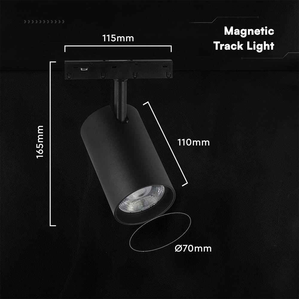 LED projektorius V-TAC 12W 3000K juodas VT-40020